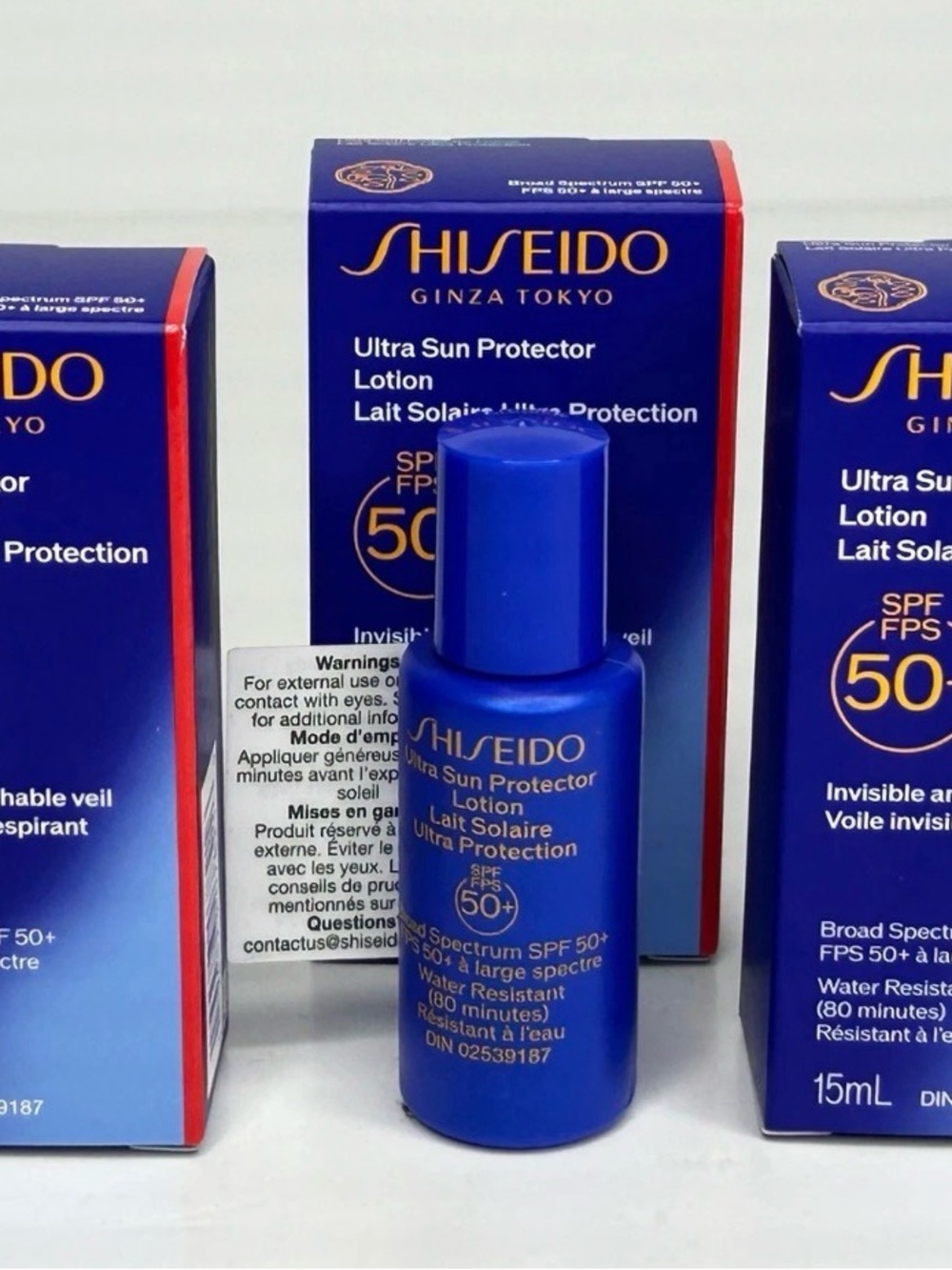 3X Shiseido Ultra Sun Protector Lotion - Blue with Gold Accents